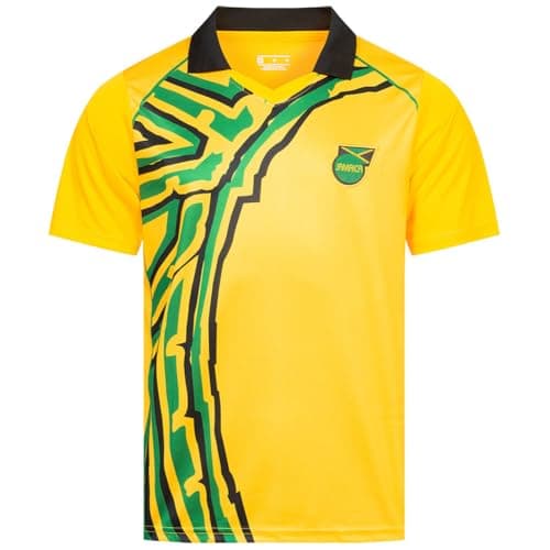 Image of JELEX Retro History Men's Jersey with Embroidered Logo and Short Sleeves, Nostalgia Design for Football Fans Ideal for Collectors, Jamaica, XL
