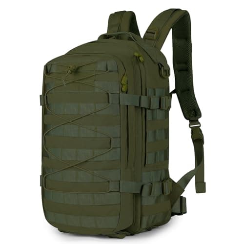 Image of HUNTVP Military Backpack, 20L Tactical Rucksack Small Work Bag Molle Daypack Assault Army Motorcycle Backpacks for Men Women Camping Cycling School Travel Hiking Trekking Hunting (20l-Army Green)