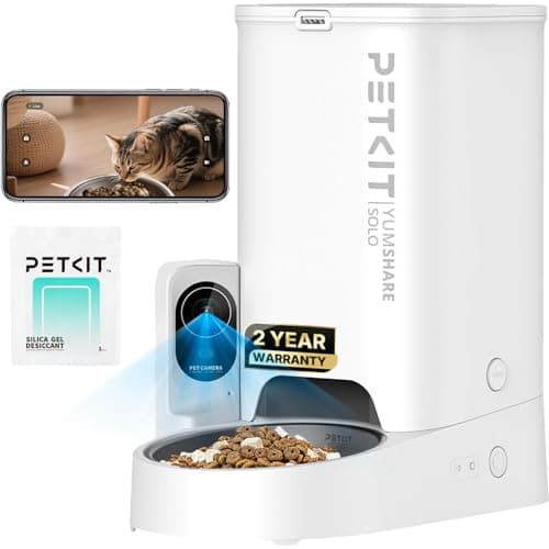 Image of PETKIT Automatic Cat Feeder with Camera, 1080P HD Video with Night Vision, 2-Way Audio, 3L Auto Cat Feeder with Battery-Backup, Low Food & Blockage Sensor, App Control Cat Food Dispenser, 2.4Ghz Wi-Fi
