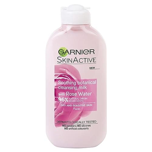 Image of Garnier SkinActive Soothing Rose Water Cleansing Milk, 96% Natural Origin Ingredients, Gentle Makeup Remover for Sensitive Skin to Leave Face Feeling Soft and Soothed, 200ml