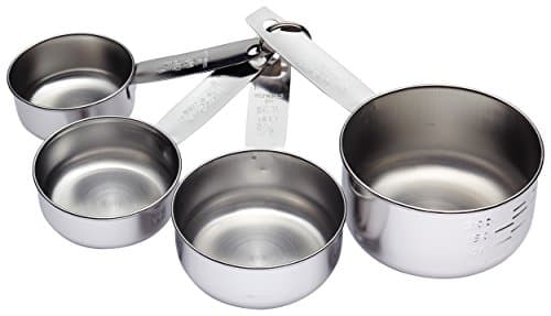 Image of KitchenCraft Measuring Cup Set, Stainless Steel Measure Spoon Cups for Baking Cooking, Set of 4, Silver