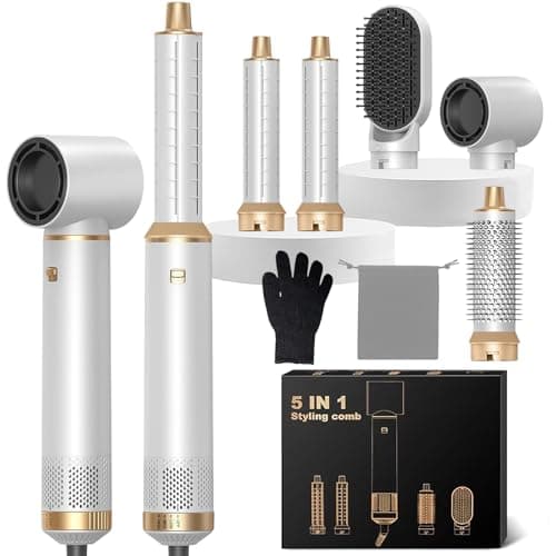 Image of 5 in 1 Hair Styler, Hot Air Styler Set, Magic Air Styler with Curl, Straighten, Volumise, Smooth and Hairdryer Brushes for Styling, Blow Dryer Brush, Hair Styler for All Hair Type/Length