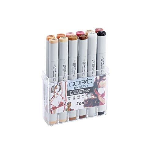 Image of Copic Sketch Coloured Marker Pen - Set of 12 Portrait Colours, For Art & Crafts, Colouring, Graphics, Highlighter, Design, Anime, Professional & Beginners, Art Supplies & Colouring Books