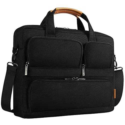 Image of DOMISO 17 inch Laptop Bag for Men, Business Laptop Briefcase with Multiple Pockets, Shockproof Waterproof Computer Bag Compatible with Dell Precision 7710/HP Pavilion 17/Lenovo Ideapad 700, Black