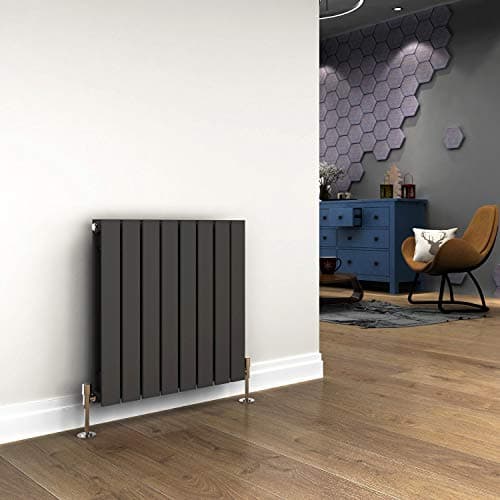 Image of ELEGANT 600 x 600 mm Column Horizontal Designer Radiators Anthracite Double Flat Panel Horizontal Radiator, Modern Central Heating Perfect For Bathrooms, Kitchen, Hallway, Living Room