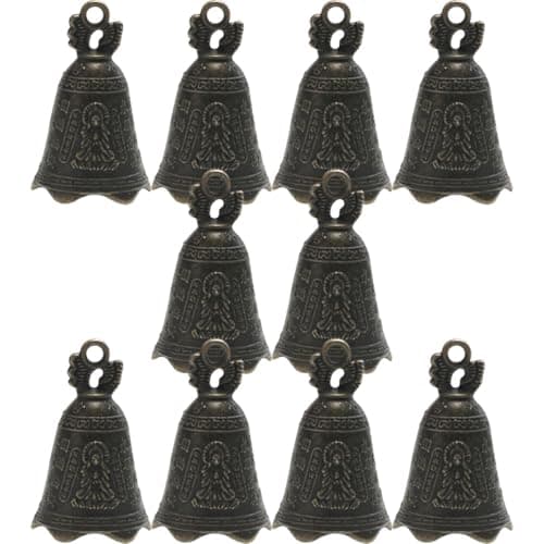 Image of FRCOLOR 10pcs Vintage Wind Chime Bells with Elegant Sound, Iron Material Decorative Hanging Pendants for Outdoor and Home Balcony Decoration