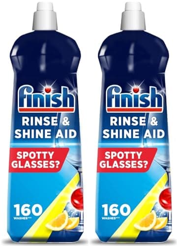 Image of Finish Dishwasher Rinse & Shine Aid, Lemon, 1.6L (800ml x 2 pck), Ultimate Clean & Diamond Shine, Glass Protection, Spot Prevention, Better Drying vs Finish Detergent Alone