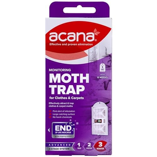 Image of Acana Monitoring Moth Trap - Ideal for Protecting Clothes, Carpets & Soft Furnishings - Home & Surfaces - Traps Moths, Pheromone Technology - Harsh Chemical Free - Refillable
