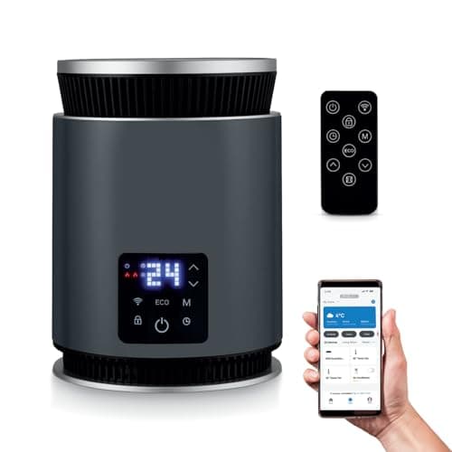 Image of BLACK+DECKER 1.8KW Smart Desk Ceramic Heater, 2 Heat Settings, Adjustable Thermostat, 24 Hour Timer, BLACK+DECKER HOME APP, Black, BXSH37030GB