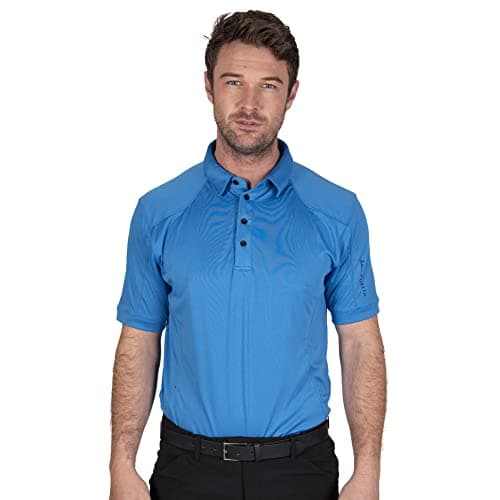 Image of Island Green IGTS1648 Mens Top Stitch Performance CoolPass Golf Polo Shirt, Sky Azure, XXL