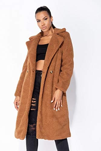 Image of Parisian Fashion Rust Longline Borg Teddy Coat Rust / 10