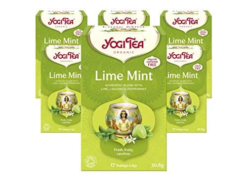 Image of Yogi Tea, Lime Mint, Organic Herbal Tea, Naturally Caffeine Free, Blend of Lime, Liquorice and Peppermint, 6 Packs x 17 Tea Bags (102 Teabags Total)