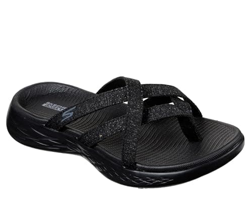 Image of Skechers Women's On-the-go 600 Dainty Slip On Trainers, Black Gray Textile, 6 UK