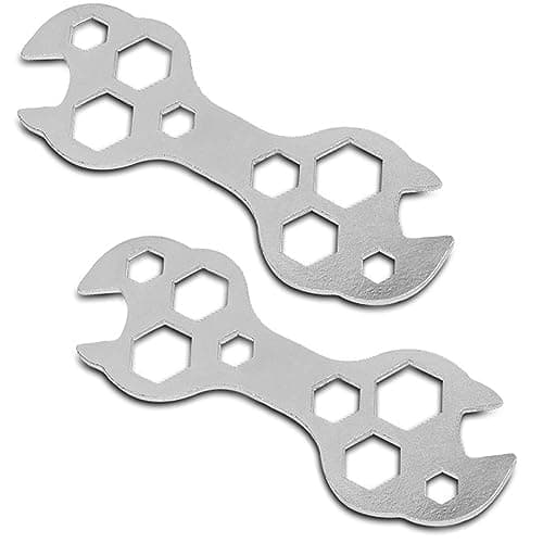 Image of Fongmore 2-Piece 10-in-1 Bike Multitool Wrench Set - Hexagon Wrench, Hex Spanner, Snap Tools - A3 Galvanized Steel, Silver