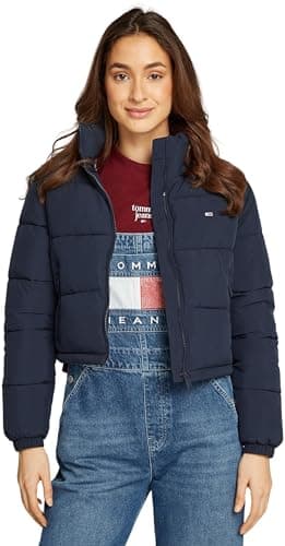 Image of Tommy Jeans Women's Tjw Crp Essential Puffer Dw0dw18828 Puffer Jacket, Blue (Dark Night Navy), XL