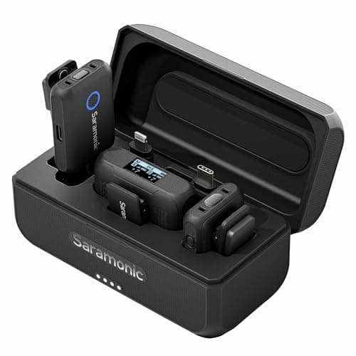 Image of Saramonic Blink 500 B2+ 2-Person Wireless Mic System with Device Mount Receiver 3.5mm, USB-C & Lightning Outs, Charging Case, Noise Canceling Magnetic