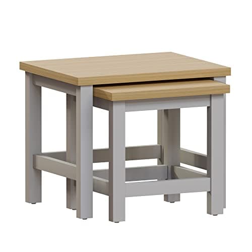 Image of Vida Designs Arlington Nest of 2 Tables Side End Modern Table Set MDF Square Furniture (Grey)