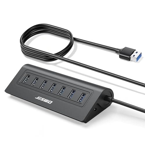 Image of USB 3.0 Hub 7-Port, Aluminium USB Hub 3.0 5Gbps with 3.4Ft Long Cable, Multi USB Extender for PC Laptop Connect all USB-A Device (Power Adapter Not Included)