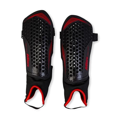 Image of Mitre Aircell Football Ankle Protection Shin Pads | Extremely Breathable | Lightweight Shin Guard, Black/Red, S