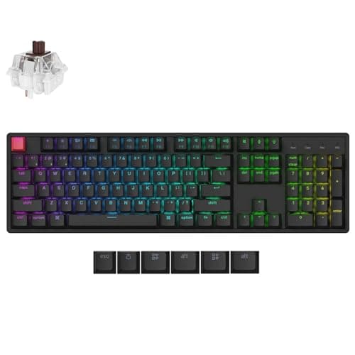 Image of Keychron K10 QMK Wireless Mechanical Keyboard Version 2, Full Size 104 Keys Gaming Keyboard with Aluminum Frame, Hot-Swappable Super Brown Switch with RGB Backlits for Mac Windows, US ANSI Layout