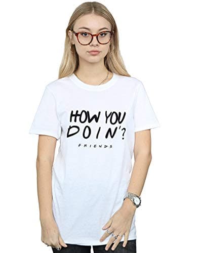 Image of Absolute Cult Friends Women's How You Doin? Boyfriend Fit T-Shirt White Large