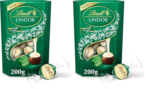 Image of Lindt Lindor Dark Mint Chocolate Truffles – 200g Box (Approx. 16 Balls) – Smooth Filling – Halloween Treat, Christmas, Gift, Birthday, Congratulations (Pack of 2)
