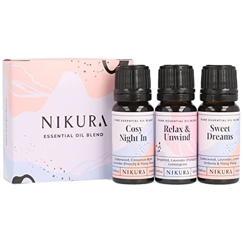 Image of Nikura | Sleep Essential Oil Blends Set - Cosy Night in, Relax & Unwind & Sweet Dreams | Strong Fragrance for Soap and Candle Making, Diffusers for Home, Vegan, 100% Pure and Natural