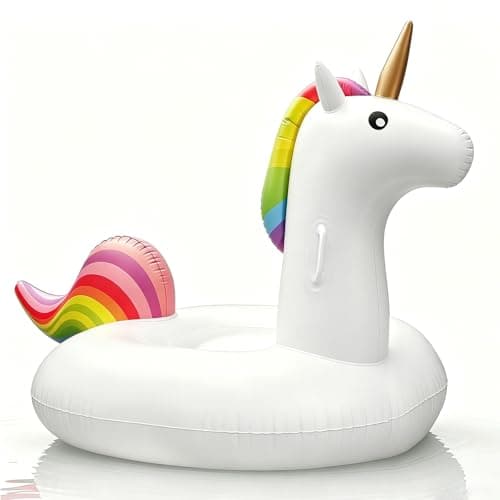 Image of Giant Unicorn Inflatable Pool Float 200*100*90cm,Pool Floating Raft Water Float Beach Floaties Lounge,Large White Pool Inflatables for Adults Women Kids 14+ Summer Pool Lake Beach Water Swim Party Toy