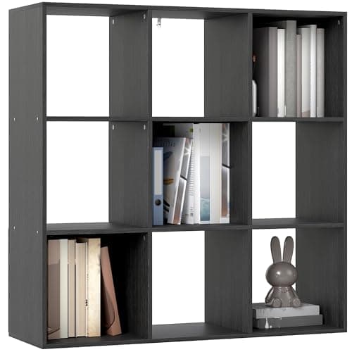 Image of HOMCOM 3 Tier Bookshelf, Modern Cube Bookcase with 9 Open Storage Compartments, Freestanding Display Storage Unit for Living Room, Bedroom, Study, Black