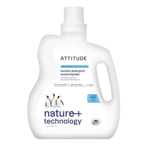 Image of ATTITUDE Liquid Laundry Detergent, EWG Verified, HE Compatible, Plant-Based & Vegan, Natural Laundry Soap, Wildflowers Scent, 40 Loads, 2 Liters