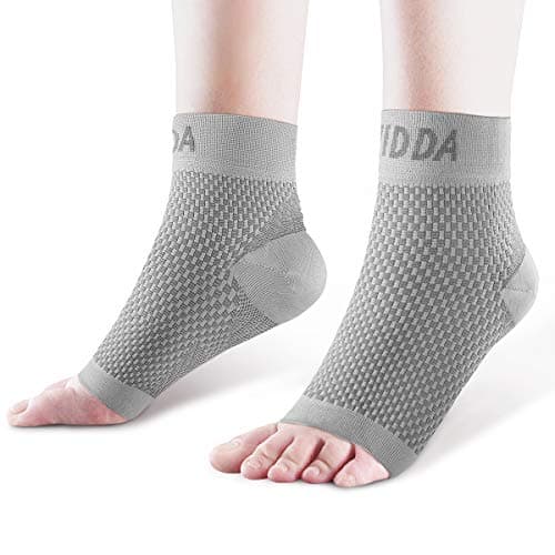 Image of AVIDDA 2 Pack Ankle Support Brace for Men and Women, Compression Sleeve Socks for Plantar Fasciitis, Sprained Ankle, Ligament Damage, Achilles Tendonitis, Sports, Running - Grey S