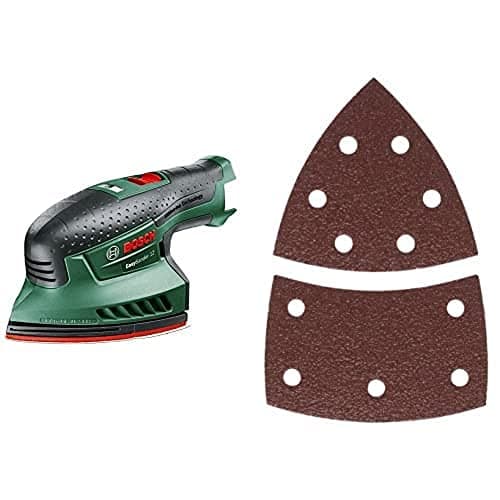 Image of Bosch Home and Garden EasySander 12 Cordless Multi-Sander (12 Volt, Without Battery, 3X Sanding Sheets) + 10 pc. Santing Sheet Set (Grit 80)