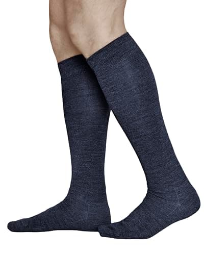 Image of vitsocks Men's 80% MERINO WOOL Long Knee High Length Winter Socks, Warm Breathable Woollen Over-the-Calf Knee-Highs, navy blue, 8.5-9.5