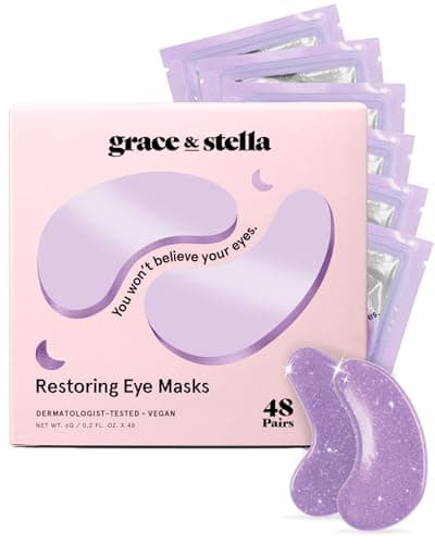 Image of grace & stella Under Eye Gel Patches - Purple, 48 Pairs - Retinol Under Eye Patches - Gel Eye Masks for Puffy Eyes and Dark Circles - Dermatologist Tested Under Eye Masks - Vegan Eye Masks Skincare