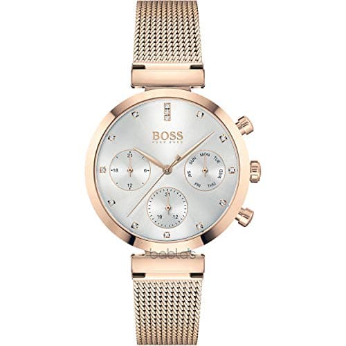 Image of BOSS Analogue Multifunction Quartz Watch for Women with Carnation Gold Colored Stainless Steel mesh Bracelet - 1502553