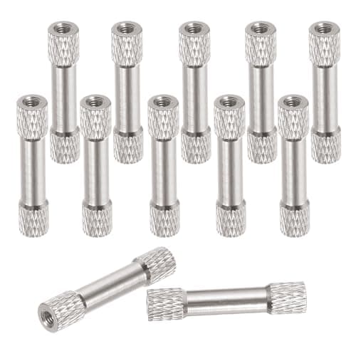Image of sourcing map 12 Pcs M3 x 30mm Knurled Aluminum Standoff Double-Head Spacer Column for FPV Drone RC Airplane Racing Car Simracing, Gray
