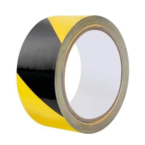 Image of QILIMA Hazard Tape Black Yellow Caution Warning Tape 50mm×33m Safety Tape Self Adhesive Barrier Tape No Fade Floor Marking Tape