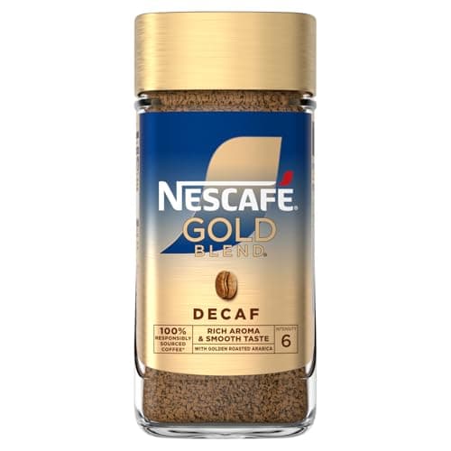 Image of NESCAFÉ Gold Blend Decaf Premium Instant Coffee, Rich Aroma and Smooth Taste Gold Blend Decaf Coffee, 190g (Pack of 1)