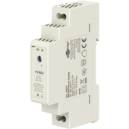 Image of goobay 59574 DIN Rail Power Supply 5 V Transformer Ideal for Operating Surveillance and Access Systems/Bell Transformer 5 V/Door Intercom/Bell System/DIN Rail 2.4 A and 12 W