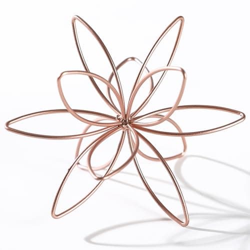 Image of MOCOME 8" Metal Sphere Decor, Metal Floral Tabletop Sculpture, Abstract Tabletop Decorative Spheres for Home Decor (Rose Gold)