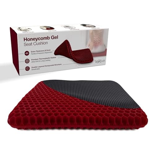 Image of LuxeCraft Honeycomb Gel Seat Cushion – 4.5 cm Thick Gel Comfort Cushion for Pain Relief & Support | Soft TPR with Breathable Honeycomb Design | Perfect for Office Chairs, Cars & Wheelchairs