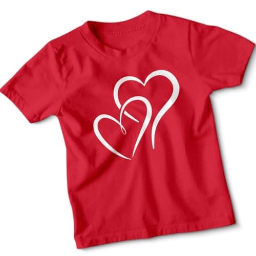 Image of Kids Tshirt Cute Graphic Print Cotton Top Round Neck Summer Casual Lightweight Soft School Christmas Tee 7-8 Years Red