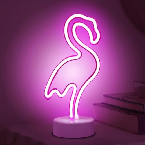 Image of ALEENFOON Light Signs LED Neon Light Room Decor Night Lights Battery Powered and USB Operated Indoor Lighting Bedside and Table Lamps for Bedroom Christmas Party Bar (Pink Flamingo)