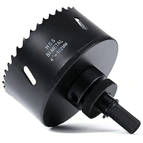 Image of 102mm Hole Saw, HSS Bi-Metal Hole Cutter with Pilot Bit for Plate Steel, Sheet Iron, Ceiling Board, Wood and Plasterboard, Black