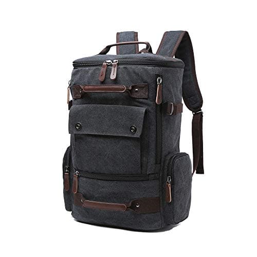 Image of WTiger Canvas Backpack with 15.6" Laptop Compartment - Ideal for Men & Women Multiple Pockets for Travel, Outdoor Activities, and School Use Black