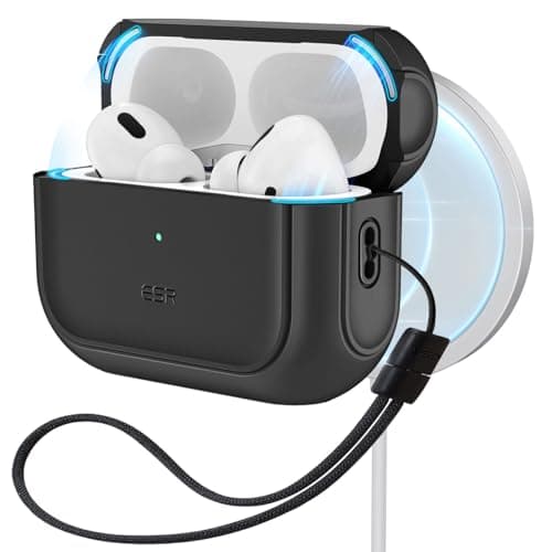 Image of ESR for AirPods Pro 2 Case, Compatible with Airpods Pro Case 2nd / 1st Generation (2023/2022/2019), Compatible with MagSafe, Full Drop Protection Cover with Lanyard, Black