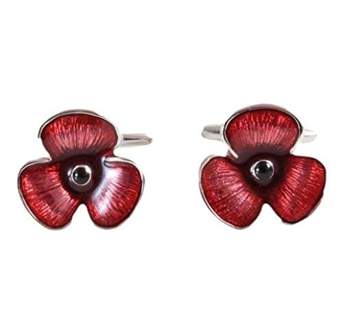 Image of David Van Hagen Mens Poppy Cufflinks - Red