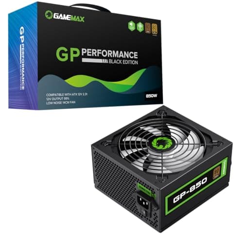 Image of GameMax GP-Series 850W 80 Plus Bronze Power Supply - 850W GameMax GP-Series GP-850, Fully Wired, Single Rail, 140mm Fan, ATX PSU | Black