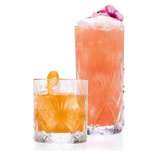 Image of RCR Crystal Melodia Luxion 360 ml Tumbler & 230 ml High Ball Glasses, Cocktail, Short Whiskey Glasses, Made in Italy, Dishwasher Safe, for Newlyweds & New Homeowners, 12-Piece Set