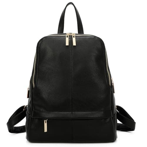 Image of Woodland Leathers Women's Fashion Small Backpack, Womens Backpack With Anti Theft Zipper, Waterproof Faux Leather Back Pack Womens, 13" Tablet And Laptop Fashion Backpacks For Women (Black)